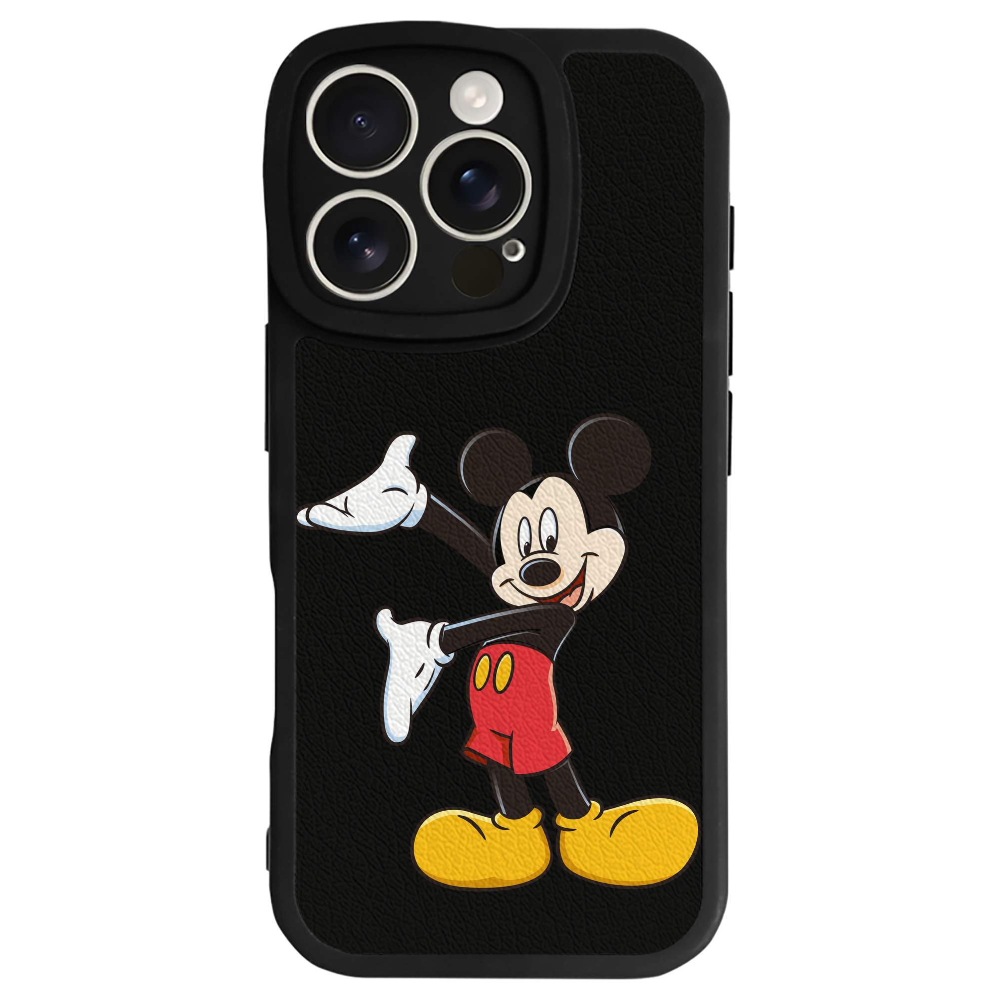 （画像用） ミッキーマウス Mickey Mouse 【iPhone 16シリーズ対応】シリコンスマホケース（レザー調） 材質：シリコン